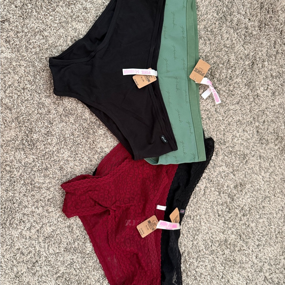 PINK by Victoria's Secret Black, Green & Burgundy Panties- All 4 sold together